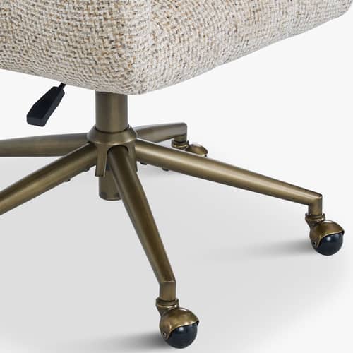 Bürosessel Valeria textil beige - NV GALLERY - Braun gesprenkelt / Messing Gebürstet - Eisen, High Density-Schaum, Tissu Tweed