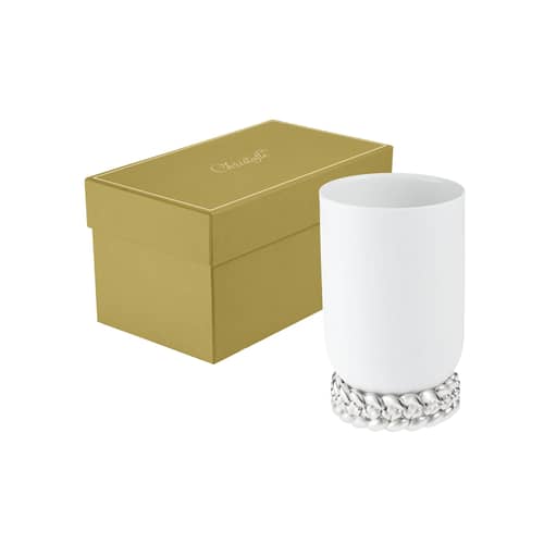 Vase Babylone keramik weiß / Kleines Modell - Christofle - Weiß / Metall versilbert - Porzellan, Versilbertes Metall