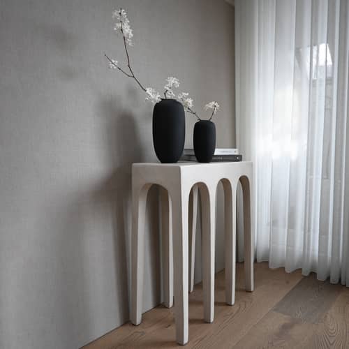 Vasen Sunao Slim Mini keramik schwarz / Ø 16 x H 32 cm - 101 COPENHAGEN - Schwarz - emaillierte Keramik