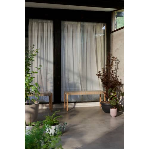 Betty TK4 Bench textile wood beige / L 105 cm - Linen straps - &tradition - Oak / Natural linen - Linen, Solid oak
