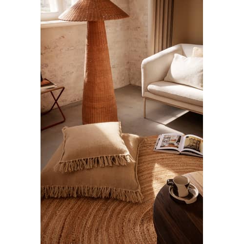 Inlay Cup ceramic brown beige / With saucer - Ferm Living - Sand & chocolate - Enamelled sandstone