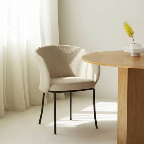 Fauteuil rembourré Knit tissu beige - Normann Copenhagen - Sable - Acier thermolaqué, Bois certifié FSC, Mousse, Tissu Kvadrat