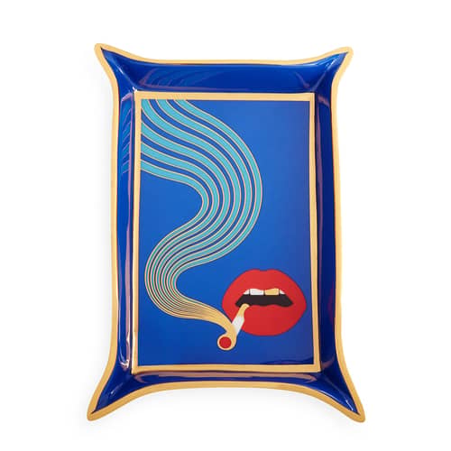 Coppetta Full Dose ceramica blu multicolore / Svuotatasche - Or 16 carati - Jonathan Adler - Blu, rosso & oro - Porcellana
