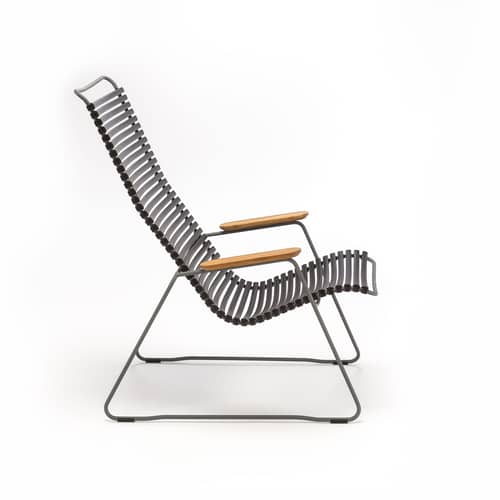Lounge Sessel Click Lounge plastikmaterial schwarz / hohe Rückenlehne - Houe - Schwarz - Bambus, Metall, Plastik