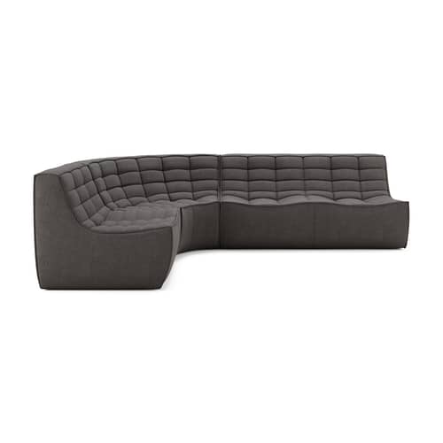 N701 Straight sofa  textile grey / UK version - 2 seater - L 140 cm - Ethnicraft - Dark grey (UK residential flame retardant) - Fabric, High-density PU foam, Wood
