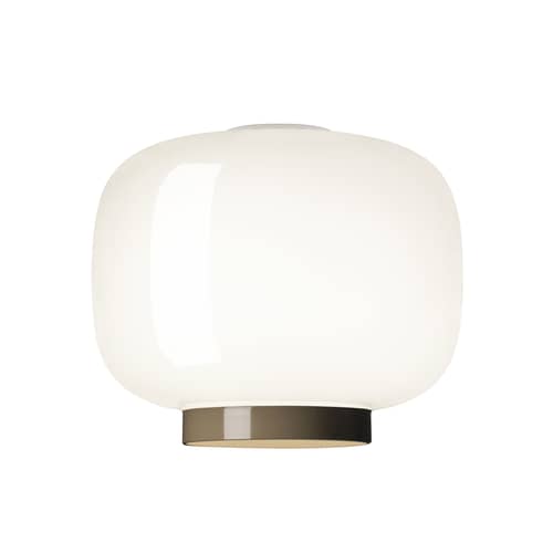 Plafoniera Chouchin Reverse n°3 vetro bianco / Ø 30 x H 25 cm - Vetro - Foscarini - Striscia bianca/grigia - Vetro soffiato a bocca