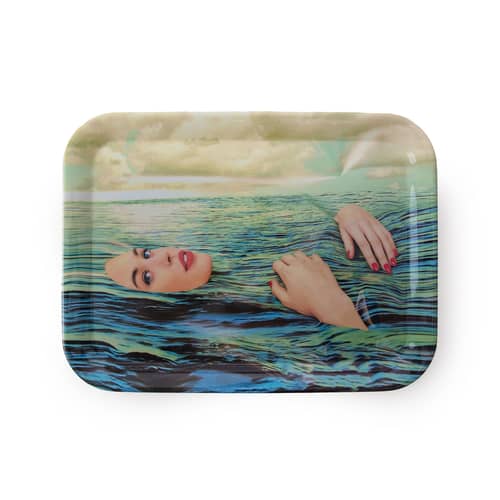 Plateau Toiletpaper - Sea girl plastique bleu / 32 x 43,5 cm - Mélamine - Seletti - Sea girl - Mélamine