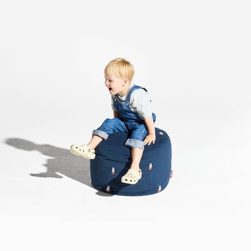 Pouf enfant Point Cord x Miffy / Velours côtelée recyclé -  Ø 50 cm - Fatboy - Bleu profond -  Micro-billes EPS, Velours côtelé recyclé