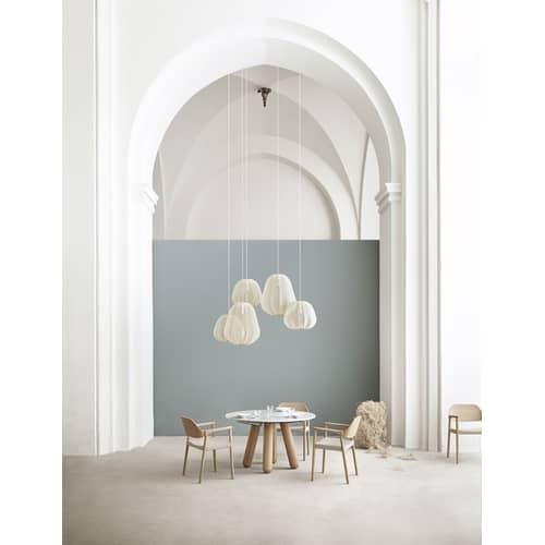 Suspension Balloon Large tissu gris / Résille translucide - Ø 53 x H 60 cm - Bolia - Ivoire - Métal, Tissu élastique