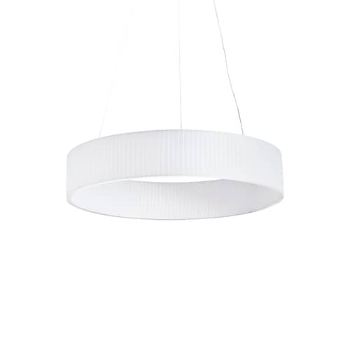 Suspension Ronde / LED - Ø 80 cm - Dix Heures Dix - Ø 80 cm / Tissu blanc - Aluminium, Tissu acrylique plissé