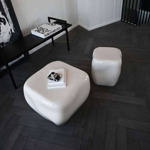 Table basse Ishi Medio / 50 x 50 x H 39 cm - 101 COPENHAGEN - Blanc cassé - Céramique émaillée