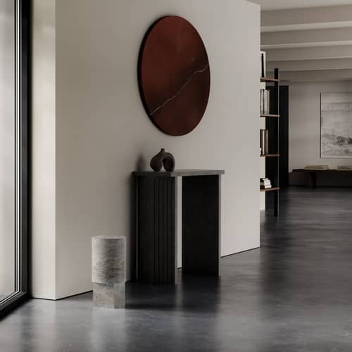 Table d\'appoint Column / Ø 25 x H 50 cm - Travertin - 101 COPENHAGEN - Gris (Travertin) - Travertin