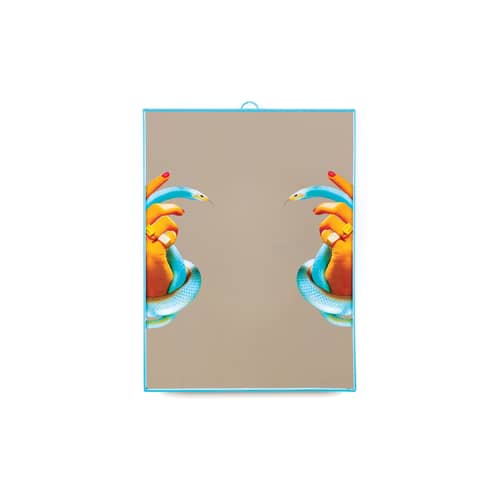 Spiegel Toiletpaper plastikmaterial bunt / Mains & serpents - Seletti - Hände & Schlangen / Blau - Glass mit Siebdruck, Plastikmaterial
