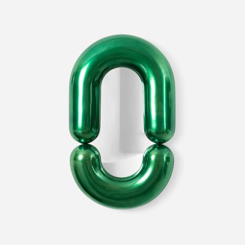 Zodiac Bumper Medium Wall mirror ceramic green / W 55 x H 90 cm - Jean-Baptiste Fastrez, 2020 - Moustache - Metallic green - Ceramic, Glass