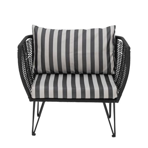  Accessory textile black / Set 2 Cushion covers for Mundo armchair (without stuffing) - Bloomingville - Black & white stripes - Polyester