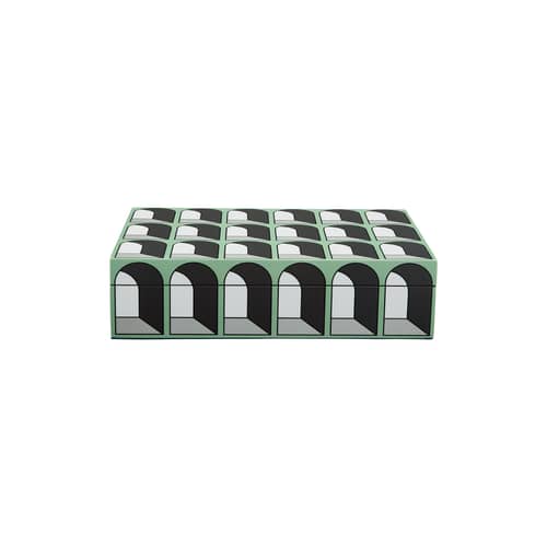 Boîte Arcade Large bois vert / 30 x 20 cm x H 8 cm - Jonathan Adler - Large / Vert - MDF laqué, Velours