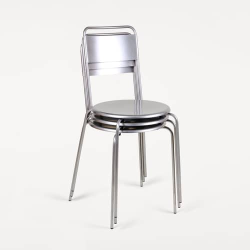 Chaise empilable Petit Rond métal - Frama  - Acier brossé - Acier inoxydable brossé