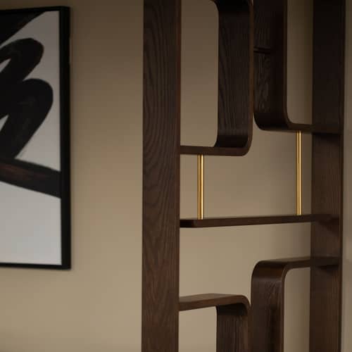 Cloison Claustra bois marron / L 90 x H 240 cm - RED Edition - Noyer - Chêne massif teinté noyer, Laiton