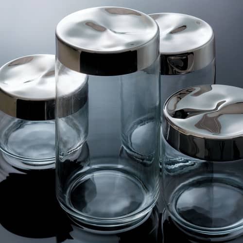 Contenitore ermetico Julieta metallo vetro trasparente Ermetico - 75 cl - Alessi - 75 cl - Vetro & acciaio - Acciaio inossidabile, Vetro