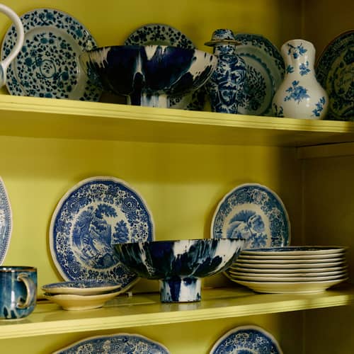 Coupe Ceramic céramique bleu / Ø 26 x H 11 cm - HK LIVING - Bleu indigo - Grès émaillé