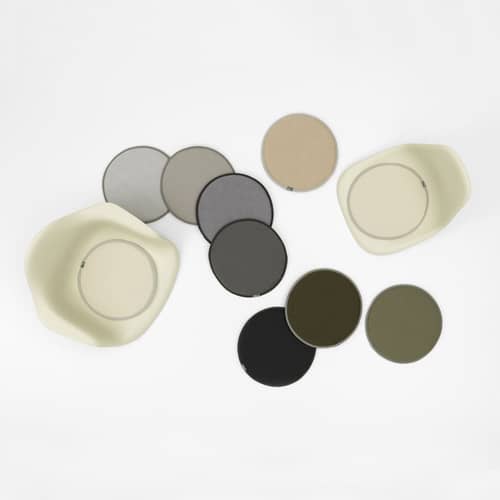 Cuscino per seduta Seat Dots tessuto bianco beige / Ø 38 cm - Reversibile - Vitra - Pergamena / Tabacco - Espanso, Tessuto
