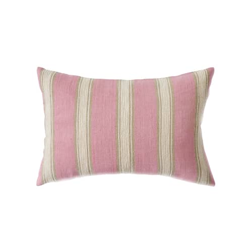 Cuscino Woven Striped tessuto rosa / 60 x 40 cm - HK LIVING - Rosa - Cotone, Lino, Poliestere