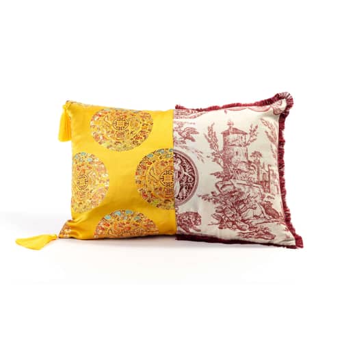 Hybrid - Ottavia Cushion textile yellow / 50 x 35 cm - Seletti - Ottavia / Yellow -  Plumes, Polyester