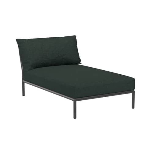 Dormeuse d\'extérieur Level 2 tissu vert / Dossier extra moelleux - P 139 cm - Houe - Vert Alpin (tissu Heritage) / Structure anthracite - Acier thermolaqué, Mousse polyuréthane, Tissu Sunbrella Heritage