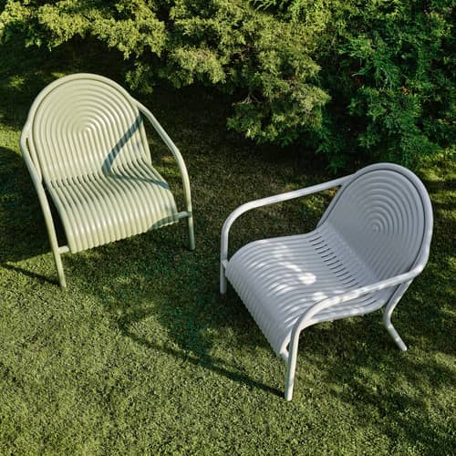 Fauteuil bas Groove Lounge métal vert - Tom Dixon - Vert mousse - Aluminium