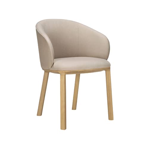 Fauteuil rembourré Unda tissu beige - Ethnicraft - Beige Salt / Chêne naturel - Chêne massif, Mousse haute densité, Tissu polyester