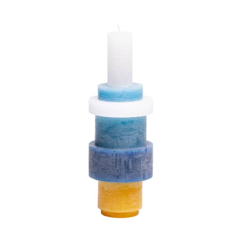 Kerze Candl Stack 06 wachs blau / 6 stapelbare Module - Verbrennung 140 Stunden - STAN EDITIONS - Blau - Paraffin