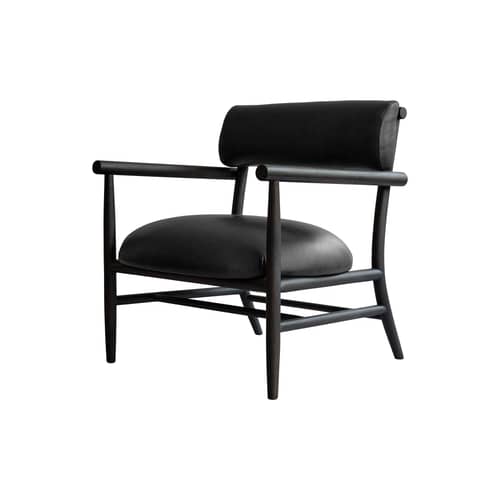 Nama Lounge armchair leather wood black - 101 COPENHAGEN - Black (aniline leather) / Black oak - Aniline leather, Foam, Solid oak