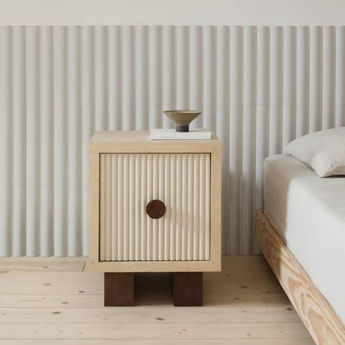 Nachttisch Heju X Nobodinoz holz natur - NOBODINOZ - Holz hell & dunkel / Beige - Eschenfurnier, Massives Heveaholz