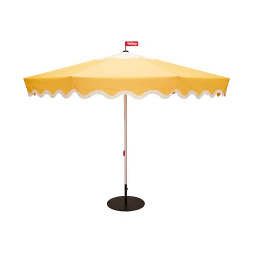 Parasol Pensol jaune / Ø 350 cm - Base noire incluse - Fatboy - Jaune Soleil / Base noire - Acier inoxydable, Aluminium, Toile polyester