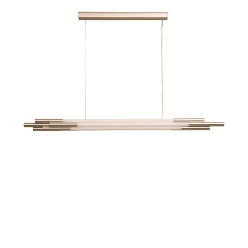Pendelleuchte ORG Horizontal Small glas weiß / LED – L 130 cm - DCW éditions - Nickel & Weiß - Aluminium, Opalglas