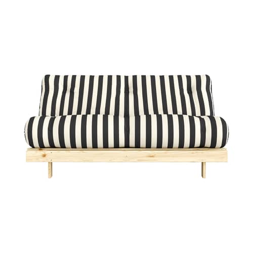 Canapé convertible Roots tissu noir / L 160 cm - 3 positions / Structure pin clair - KARUP - Rayé noir / Blanc (420) - Mousse, Pin massif certifié FSC, Tissu