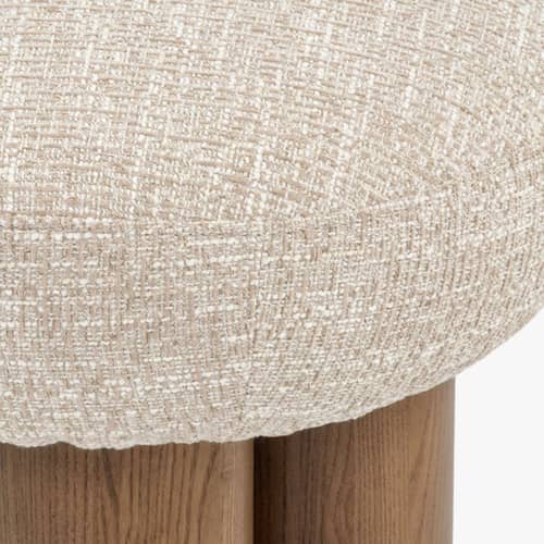 Sitzkissen Popa textil beige - NV GALLERY - Beige / Nussbaum - Gebeizte Massiveiche, High Density-Schaum, Tissu Tweed