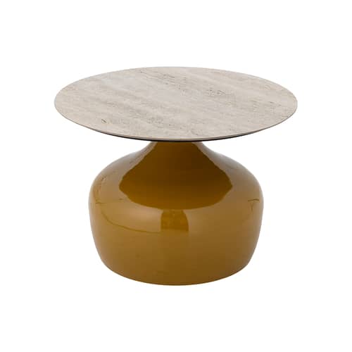Table basse Lecco céramique jaune / Ø 60 x H 41 cm - Bloomingville - Curry / Céramique beige - Céramique, Fer laqué