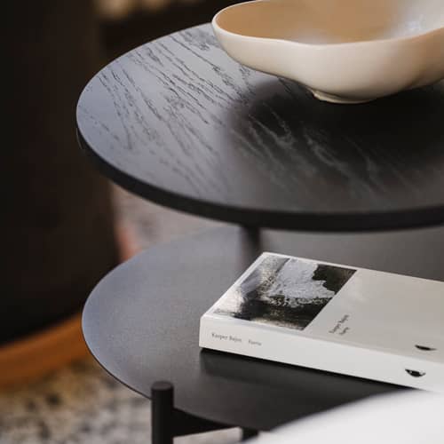 Table de chevet Tu bois noir / Ø 40 x H 52,5 cm - NOO.MA - Chêne noir - Acier, Placage de chêne