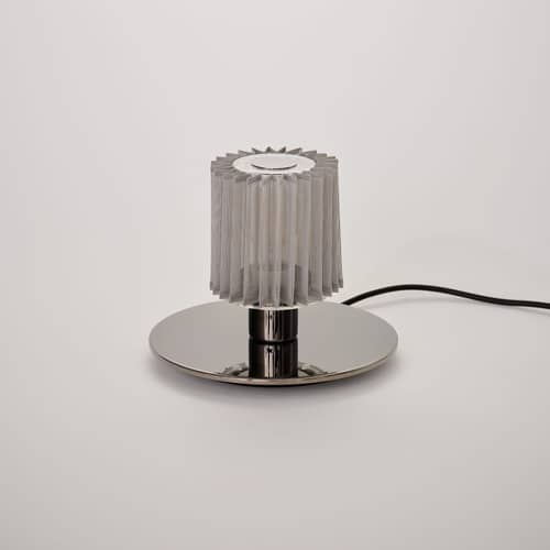 In The Sun Table Table lamp metal silver - DCW éditions - Silver-plated Base / Silver Mesh - Aluminium, Glass, Steel