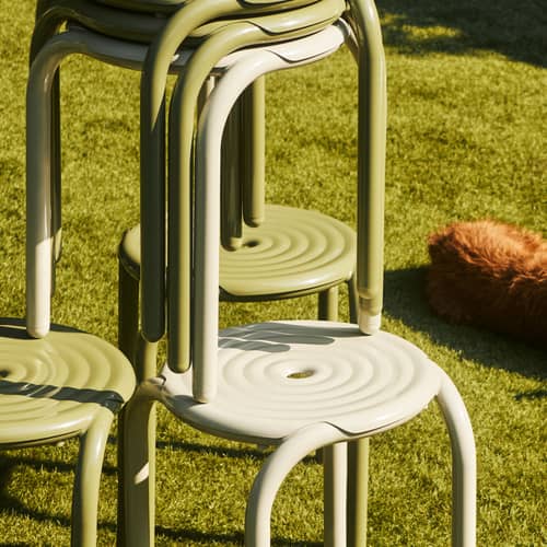 Tabouret Groove métal vert - Tom Dixon - Vert mousse - Aluminium