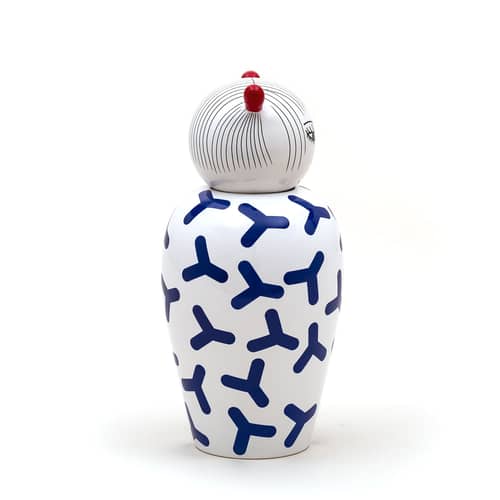 Vase Canopie Zoé keramik blau weiß / mit Deckel - Seletti - Zoé / blau - Porzellan