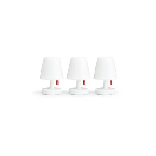 Edison the Mini Wireless rechargeable outdoor lamp plastic material white / Set of 3 - Ø 9 x H 15 cm - Fatboy - White - ABS, Polypropylene