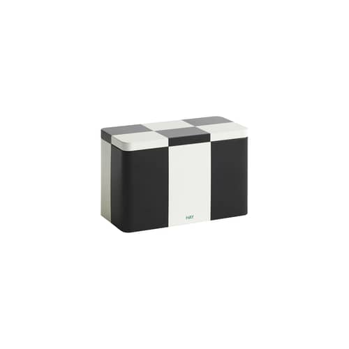 Tin Medium Airtight box metal black / 20 x 10 x H 12.5 cm - Hay - Black & white - Tinplate