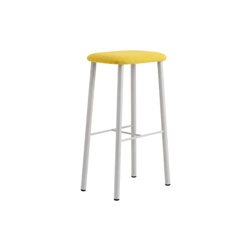 Barhocker Bird textil gelb / H 75 cm – Gepolstert - raawii - Hellgrau / Sitzfläche aus gelbem Gewebe - Kvadrat-Gewebe, Schaumstoff, thermolackierter Stahl