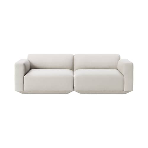Sofa Develius A textil beige / 3-Sitzer - L 220 cm - &tradition - Stein (Stoff Linara Stone 266) - Gewebe, Holz, HR-Schaum