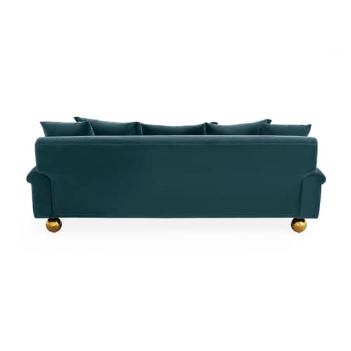 Canapé droit Greenwich bleu / L 220 cm - Velours - Jonathan Adler - Canapé droit Greenwich bleu / L 220 cm - Velours - Laiton, Mousse, Velours