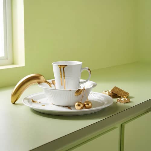 Mug Estetico Quotidiano Anniversary céramique blanc - Seletti - Blanc & or - Or fin véritable, Porcelaine
