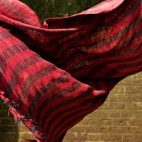Plaid Band rouge / 160 x 200 cm - Lin & coton - Tom Dixon - Rouge & noir - Coton, Lin