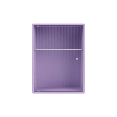Badezimmer-Hängeschrank Ripple holz violett / B 35,4 x T 20 x H 46,8 cm - Gewelltes Glas - MONTANA - Iris 164 - Geriffeltes Glas, lackierte Holzfaserplatte